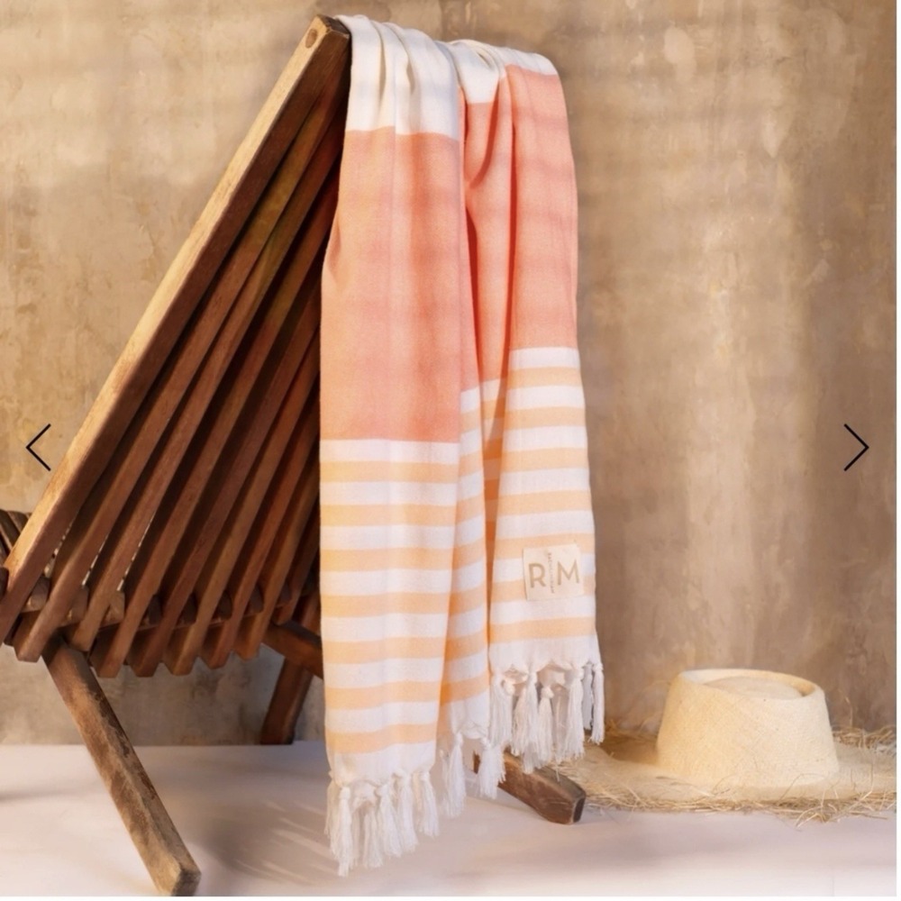 Rachel‎ Miriam Positano Towel Sunset Striped Beach Wrap Tassel Fringe New - Picture 2 of 6